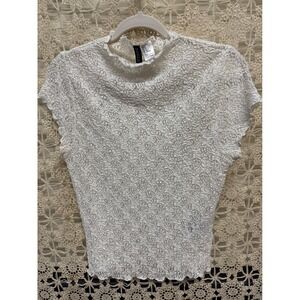 Cream Lace Cottage core Cap Sleeve Top‎ S